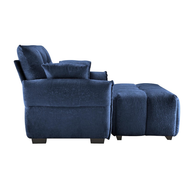 Chenille Ergonomic Lounge Chair with Ottoman, High-Resilience Sponge Cushions and Modular Design