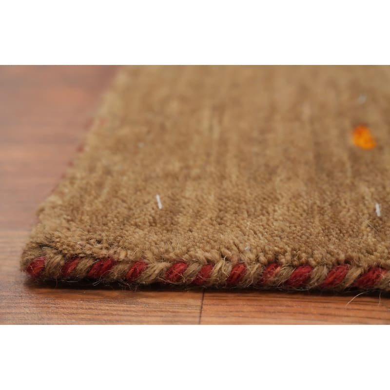Hand Knotted Oriental 100% Wool Carpet Tribal Animal Pictorial Brown Gabbeh Area Rug - 8' 1'' X 4' 1''