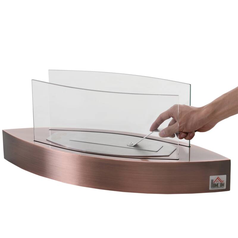 HOMCOM Tabletop Fire Pit Bowl Centerpiece Table Decoration with Glass Walls - N/A