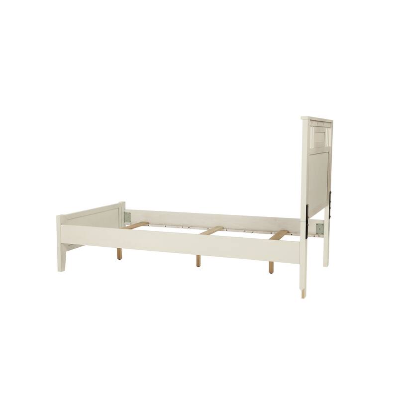 Full Size Bed with Unique Design Headboard, White Finish, Contemporary Style