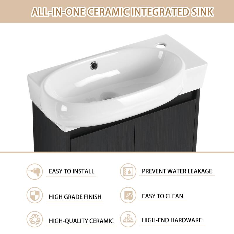 ARTCHIRLY 16/23 Inch Bathroom Vanity with Sink, Floating/Freestanding Bathroom Vanity with Soft Close Door