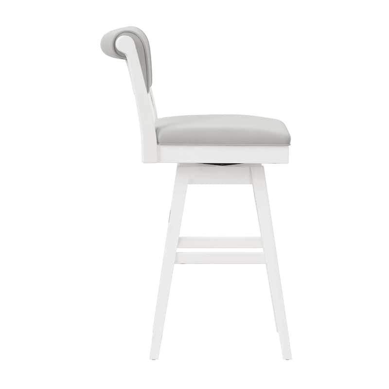 Hillsdale Furniture Clarion Wood and Upholstered Swivel Stool, Sea White