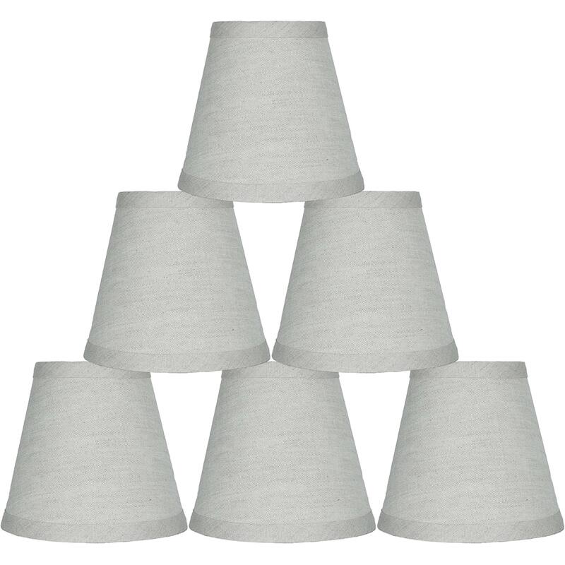 Oatmeal Pure Linen Chandelier Lamp Shade, 3x5x4.5", Hardback, Clip On - 5*6
