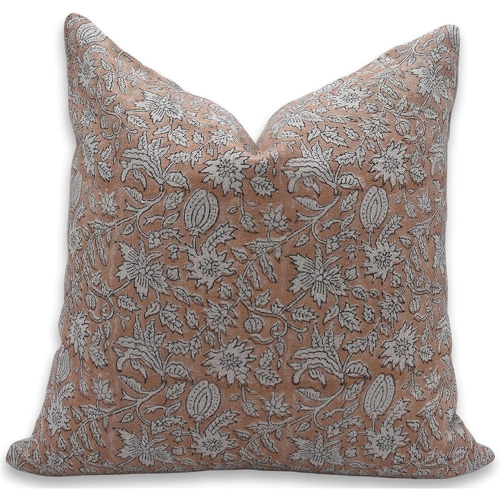 Linen Bohemian Block print pillow Cover - Manikarnika