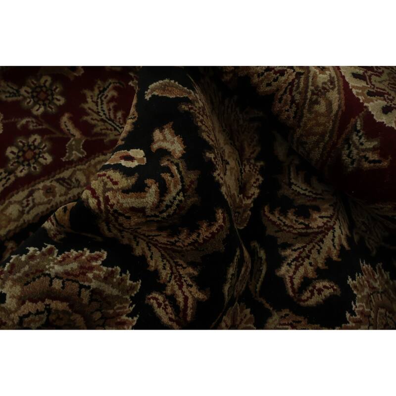 Hand Knotted Oriental 100% Wool Carpet Traditional Floral Black Agra Area Rug - 6' 2'' X 6' 3''