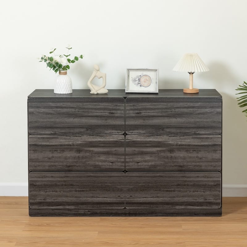 Dresser for Bedroom, Modern 6 Drawer Dresser - Grey