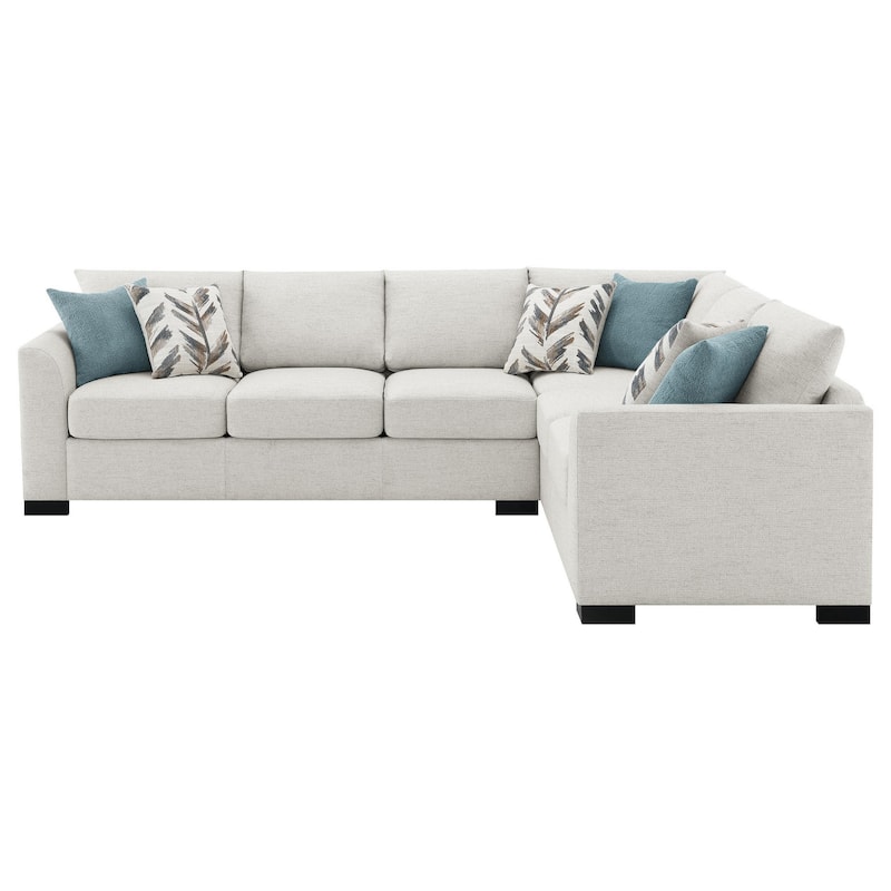 Ashlee Sleeper Sectional Sofa, Greige Chenille, 6 Pillows, 111 Inch