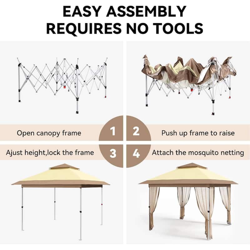 Modern Waterproof 12X12 Ft Instant Pop-Up Gazebo, All-Weather Canopy Tent for Patio, Garden, Backyard, Party - N/A