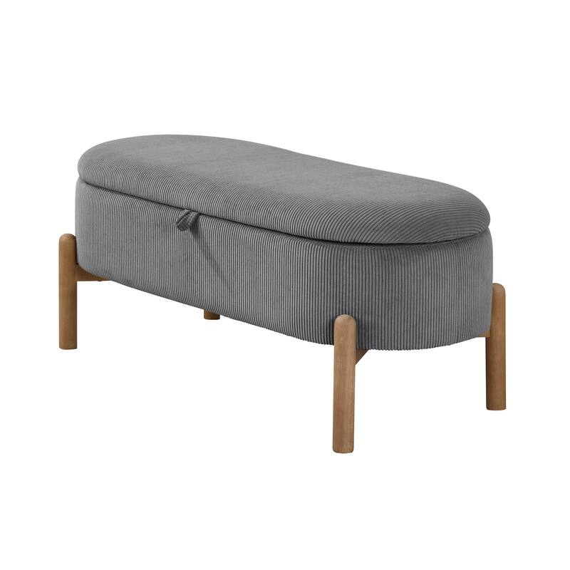 Salem 42" Corduroy Lift Top Storage Bench - Foam Cushioned Seat - Grey
