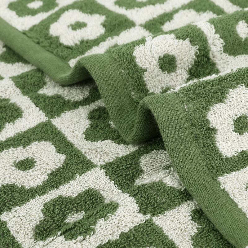Checkered Floral Hand Towels, Cotton Soft Absorbent Decorative Bathroom Towel for Hand Drying and Face Washing