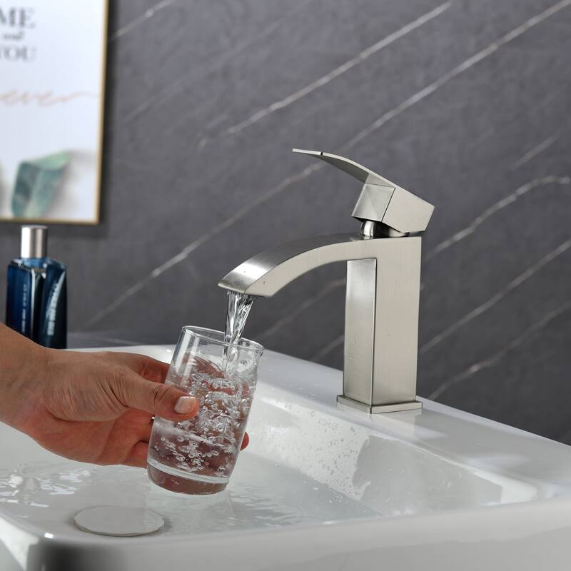 Single Handle Deck Mount Bathroom Faucet - Brushed Nickel