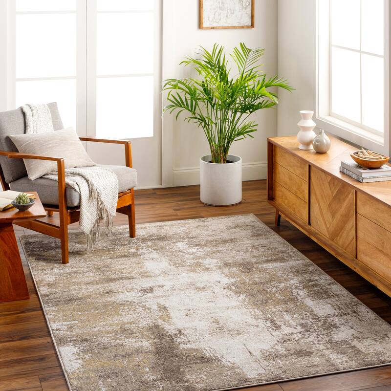 Livabliss San Fran Modern Abstract Area Rug - Taupe - 5' 3" x 7'