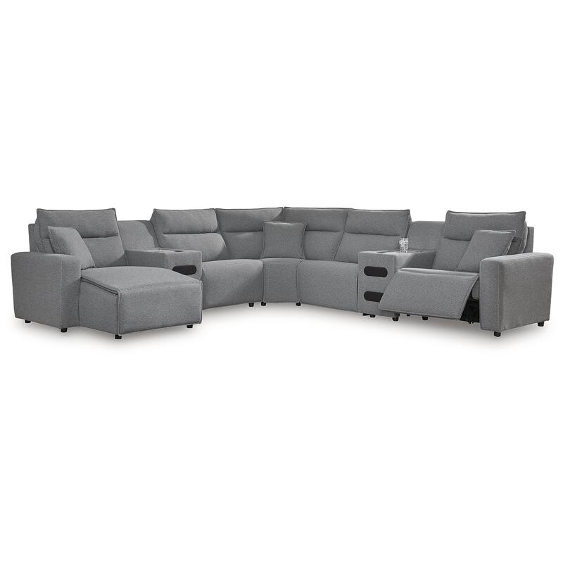 Signature Design by Ashley Modmax Gray 7-Piece Power Reclining Sectional with Chaise - 143" W x 143" D x 41" H