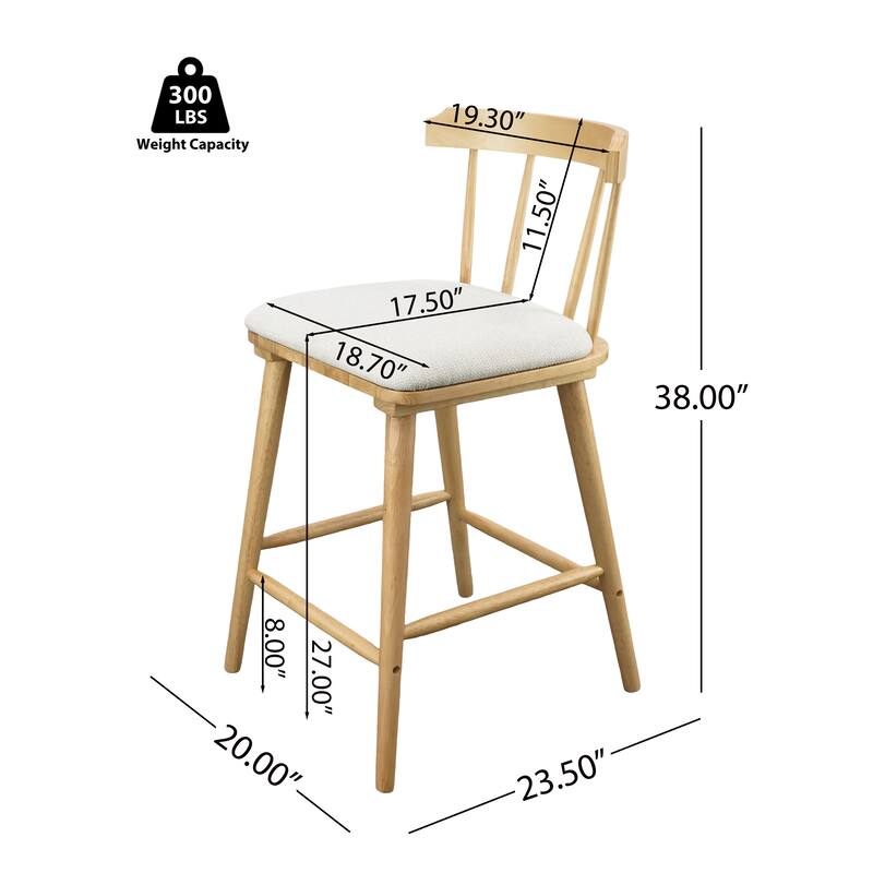 Christopher Knight Home - Olivia Modern Upholstered Solid Rubberwood Counter Stool with Windsor Open-Back Design