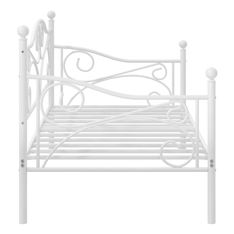 VECELO Scroll Design Metal Twin Size Daybed with Roman Column Legs 440 LBS Capacity Sofa Bed 440 lbs Capacity for Living Room