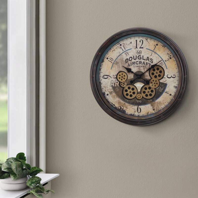 20" Round Wall Clock - Brown