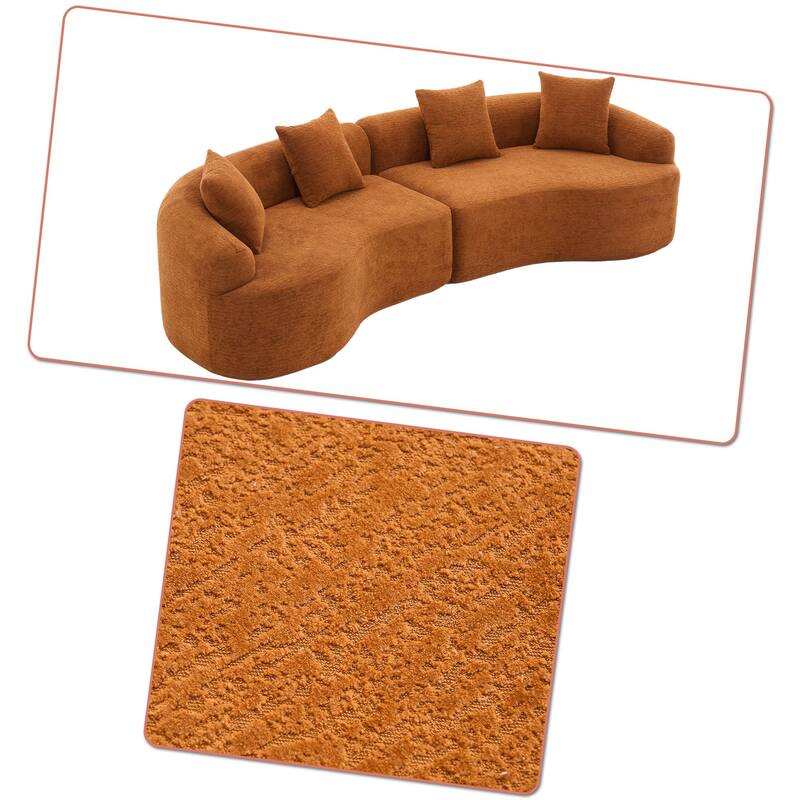 Modern Minimalist 3-Seater Frame-Free Compressed Chenille Upholstered Sectional Sofa