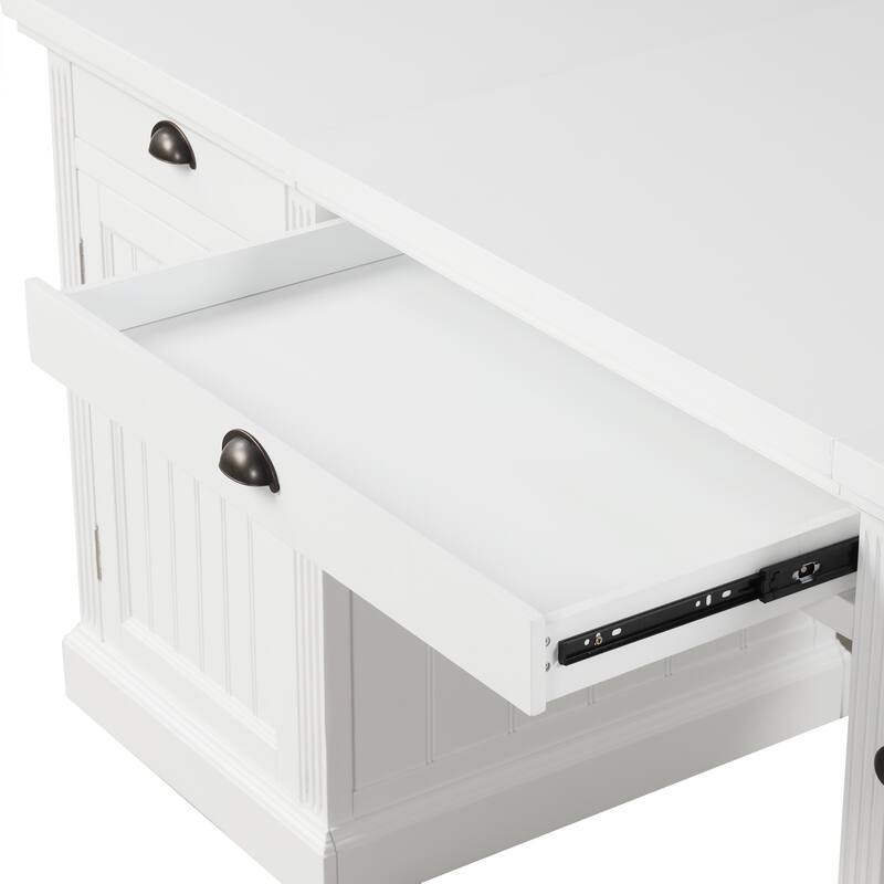 67''Modern Executive Desk,Computer Desk with 2 Storage Cabinet and 3 Drawers, Rectangle Home Office Desk with back