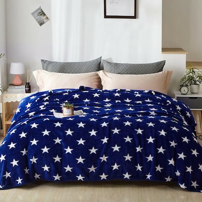 Fleece Plush Blanket Queen Size Blue Star