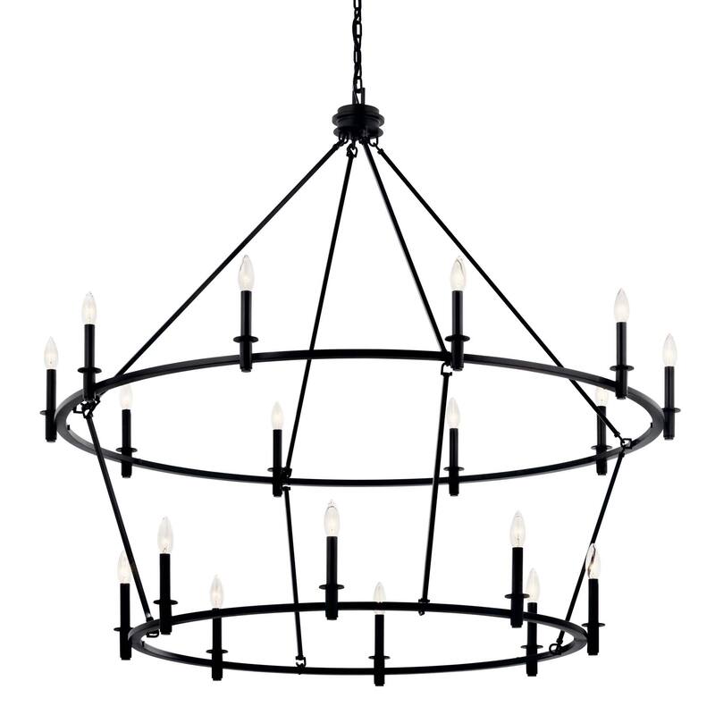 Kichler 52708 Carrick 18 Light 55" Wide Taper Candle Ring Chandelier - Black