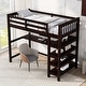 preview thumbnail 57 of 82, Space-Saving Loft Bed with Storage Shelves and Desk, Solid Wood Loft Bed Frame with Ladder and Guardrail for Kids Teens Adults Espresso - Twin