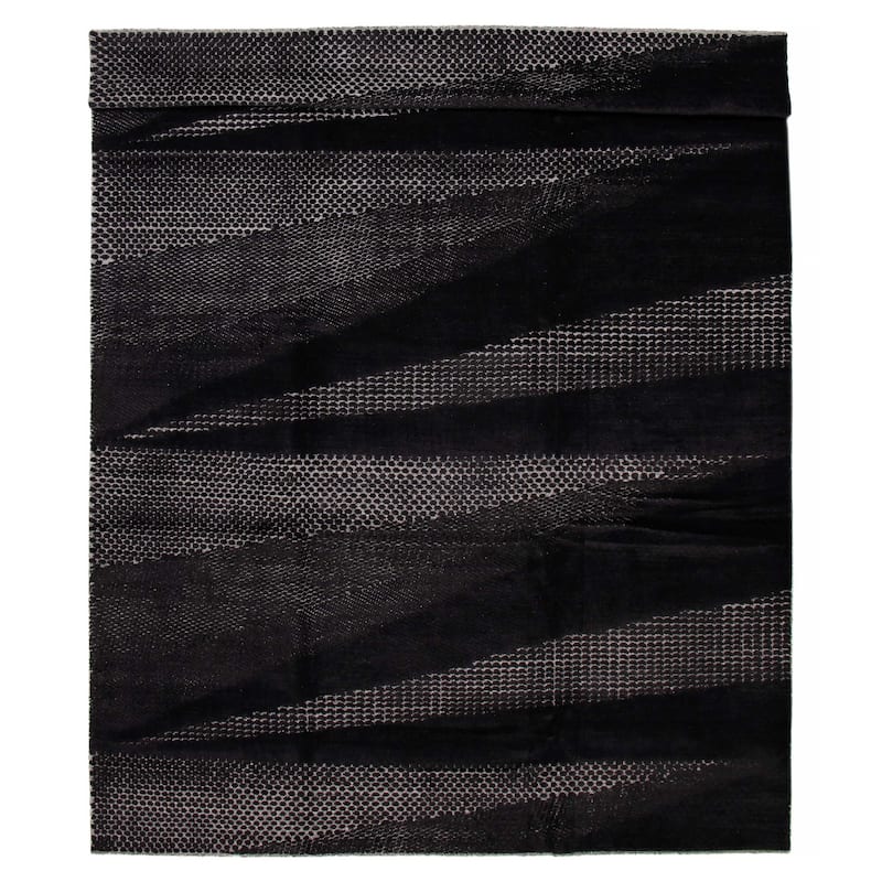 ECARPETGALLERY Hand-knotted Tangier Black Wool Rug - 9'11 x 13'11 - Black - 9'11 x 13'11