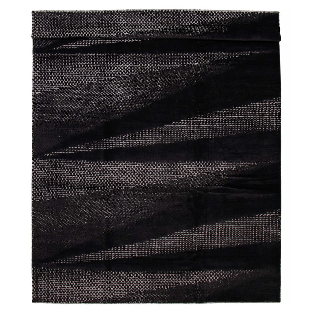 ECARPETGALLERY Hand-knotted Tangier Black Wool Rug - 9'11 x 13'11