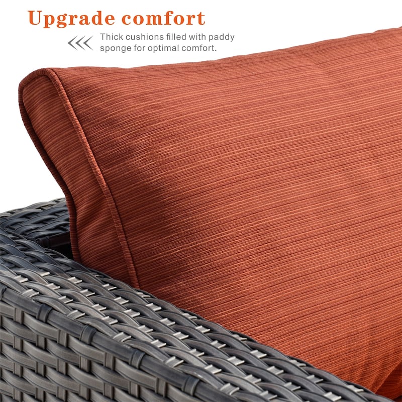 OVIOS Deep Seat Wicker 5-piece Sectional Set