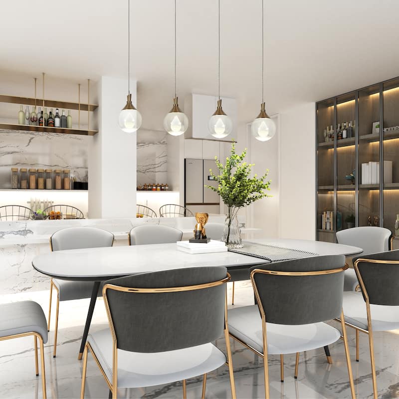 Modern Gold LED 1-Light Crystal Pendant Globe Kitchen Island Light - Dia. 3.5" x H 5.9"