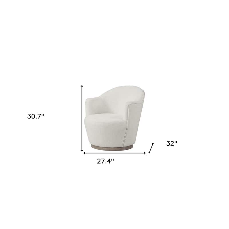 HomeRoots 27" Off White Fabric Swivel Barrel Chair - 27.4 in. x 30.7 in. x 32 in.