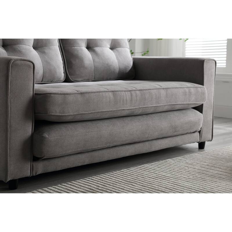 Velvet Fold Sleeper Sofa Convertible Pull Out Couch Bed w/Side Bags
