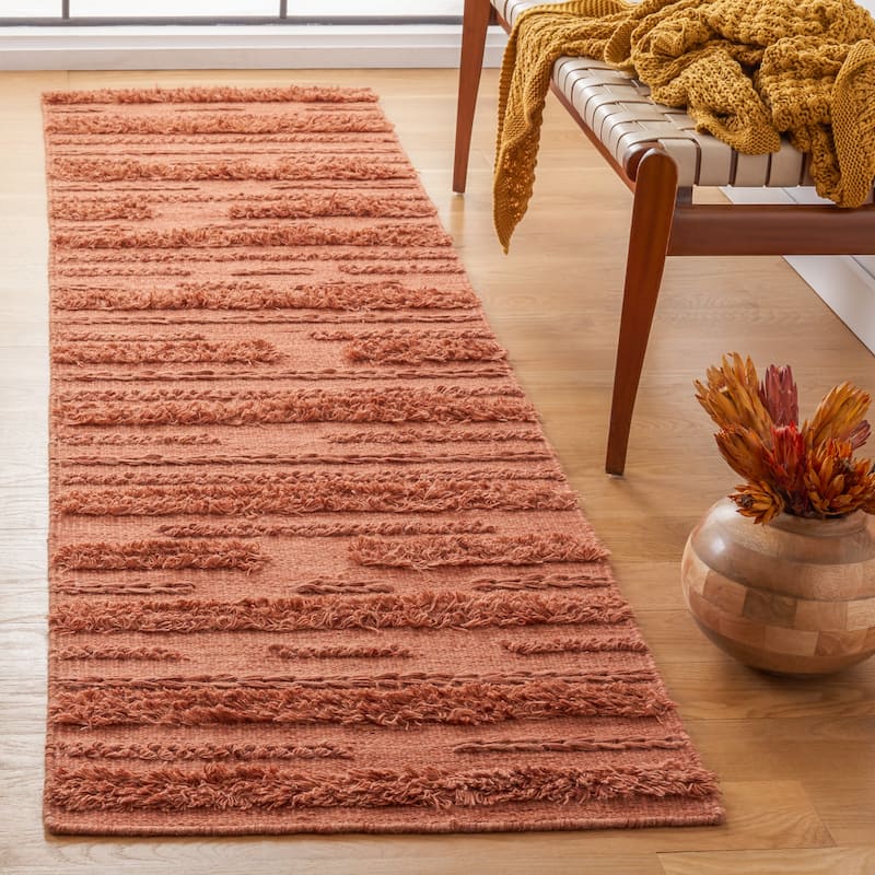 SAFAVIEH Handmade Vermont Kami Wool Rug - 2'3" x 7' Runner - Rust/Orange