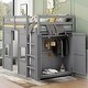 preview thumbnail 4 of 17, Wood Twin Size Loft Bed with Built-in Storage Wardrobe and Two Windows, Gray