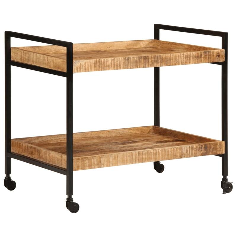 vidaXL Kitchen Trolley Solid Rough Wood Mango - 31.5" x 21.7" x 27.6"