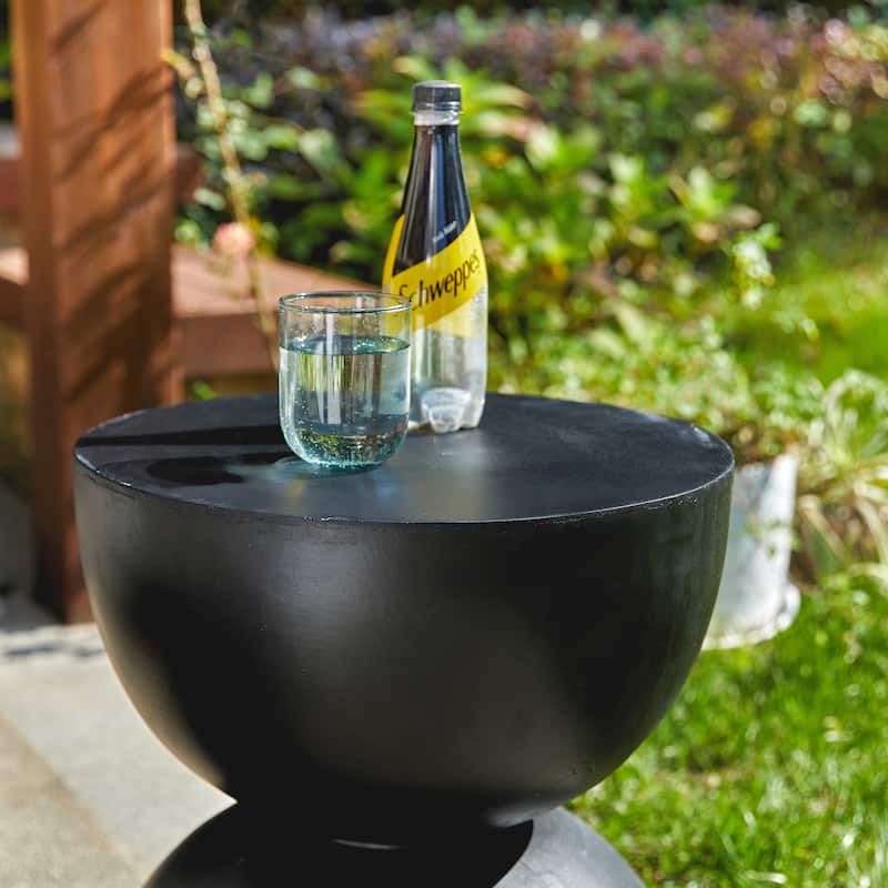 18"H Modern Outdoor MGO Round Side Table Garden Stool - 15.75"L X 15.75"W X 17.75"H