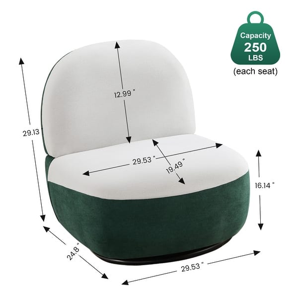 dimension image slide 1 of 3, Chenille Color Blocking Swivel Chair