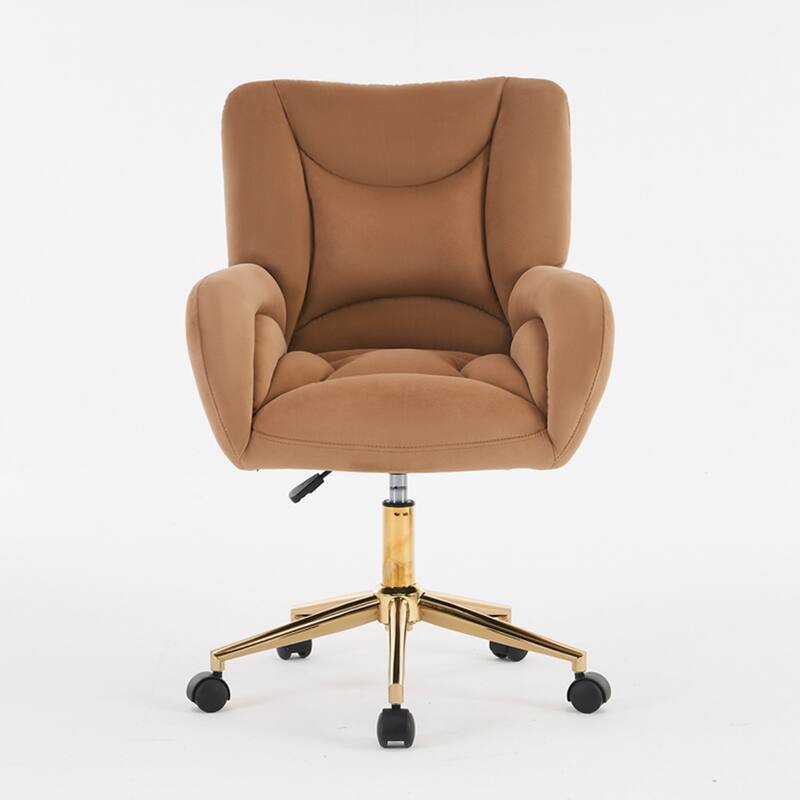 360 Swivel Fabric Home Office Chair With Gold Metal Base