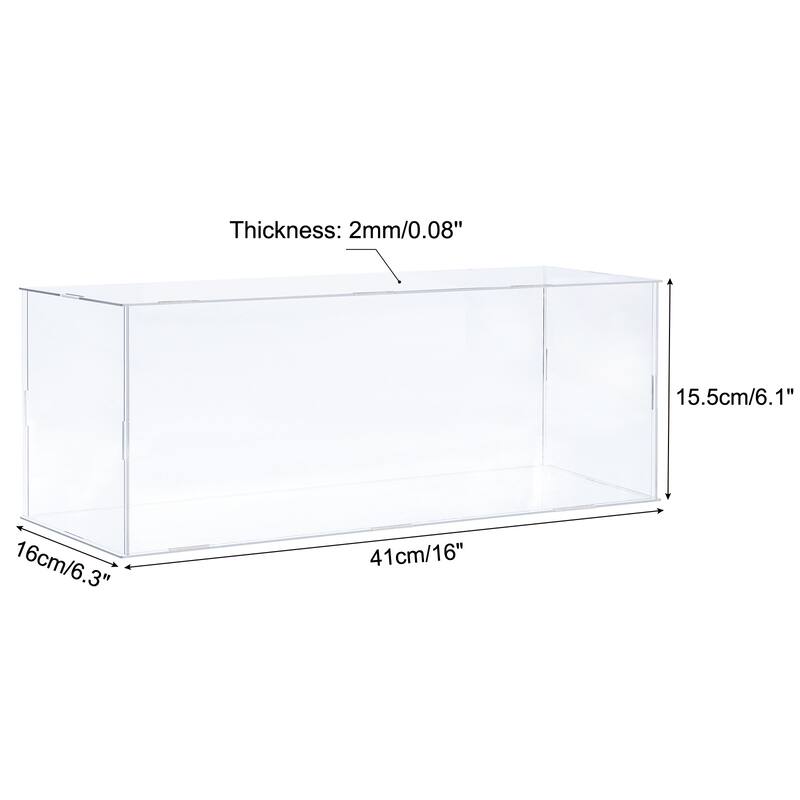 Acrylic Display Case Plastic Box Storage Assemble Dustproof Showcase - 16x6.3x6.1 Inch