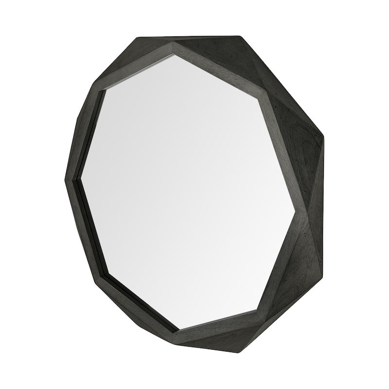 4' Octagon Black Wood Frame Wall Mirror - 41.0L x 2.3W x 41.0H