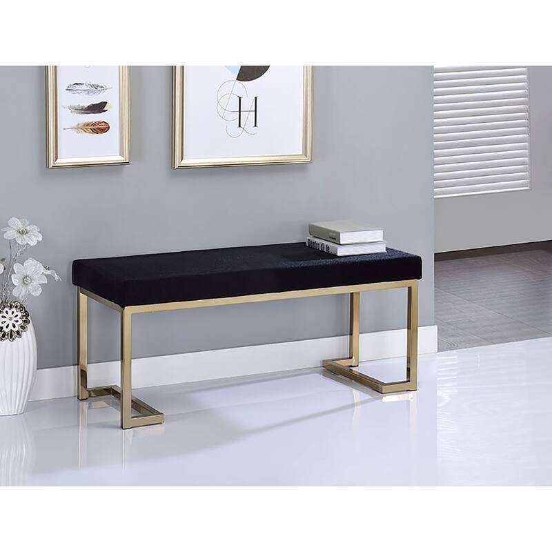 Demartini Black and Champagne Bench with C Metal Base