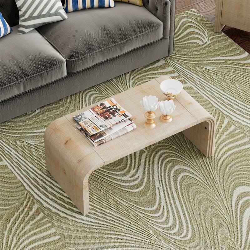 Minimalist Coffee Table with Curved Art Deco Design for Living Room