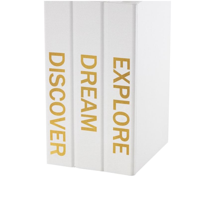 Black or White Canvas Box with White or Gold Explore, Dream, Discover Text (Set of 2)