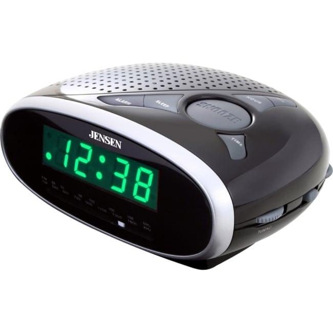 Jensen JCR-208A AM//FM Alarm Clock Radio Green LED Display with *Two Day Shipping