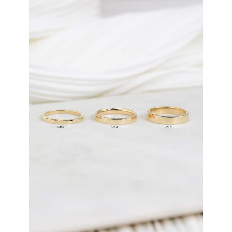 Kobelli 14k Solid Gold Plain 3mm Cigar Band Havana Ring