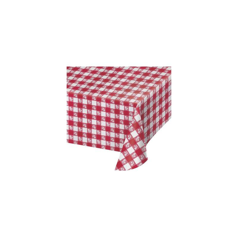 12 Red White Gingham Plastic Banquet Party Table Covers 108"