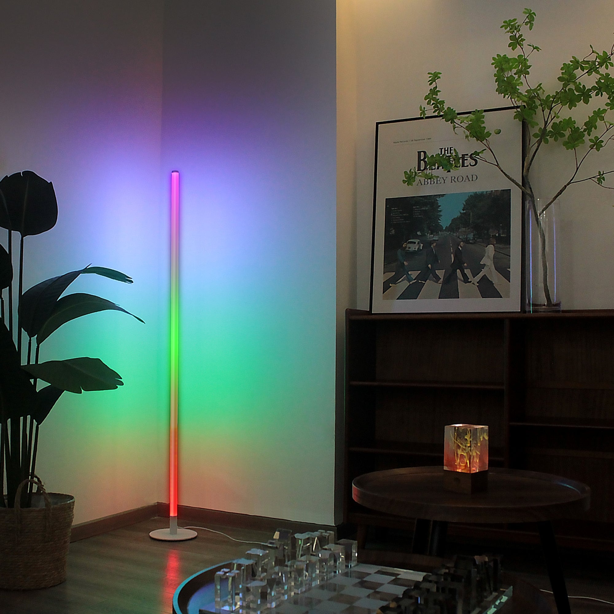 RGB 360 Degrees White Pole Floor Lamp Minimalism LED Integrated Floor Lamp  - 57.4H x 7.5L x 7.5W - Bed Bath & Beyond - 34314569