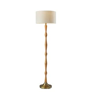 Adesso Eve Oak Wood and Antique Brass Floor Lamp - Bed Bath & Beyond ...