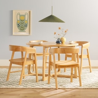 Walker Edison 5 Piece Dining Table Set with Solid Wood Chairs - Bed ...
