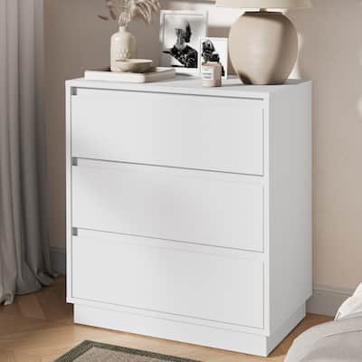 Wide Nightstand with 3 Drawers