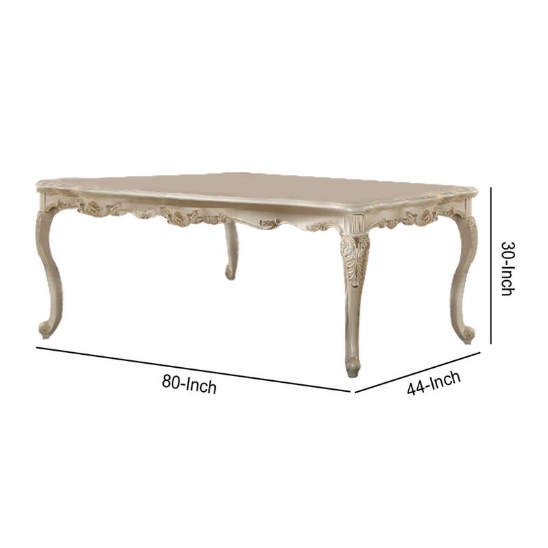 Alluring Dining Table, Marble & Pearl White
